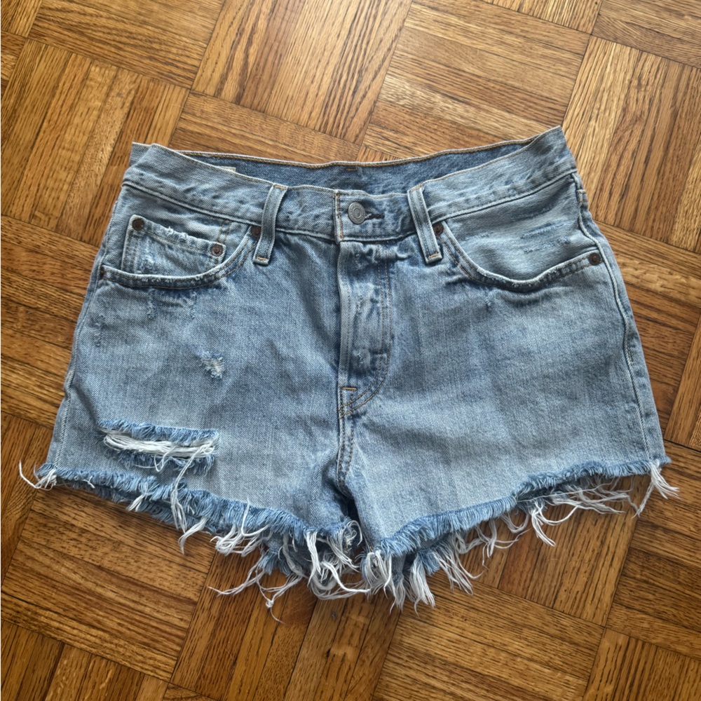 Levi's Blue Distressed Jean Shorts